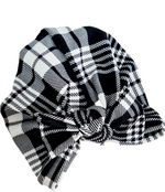 Black and white check turban